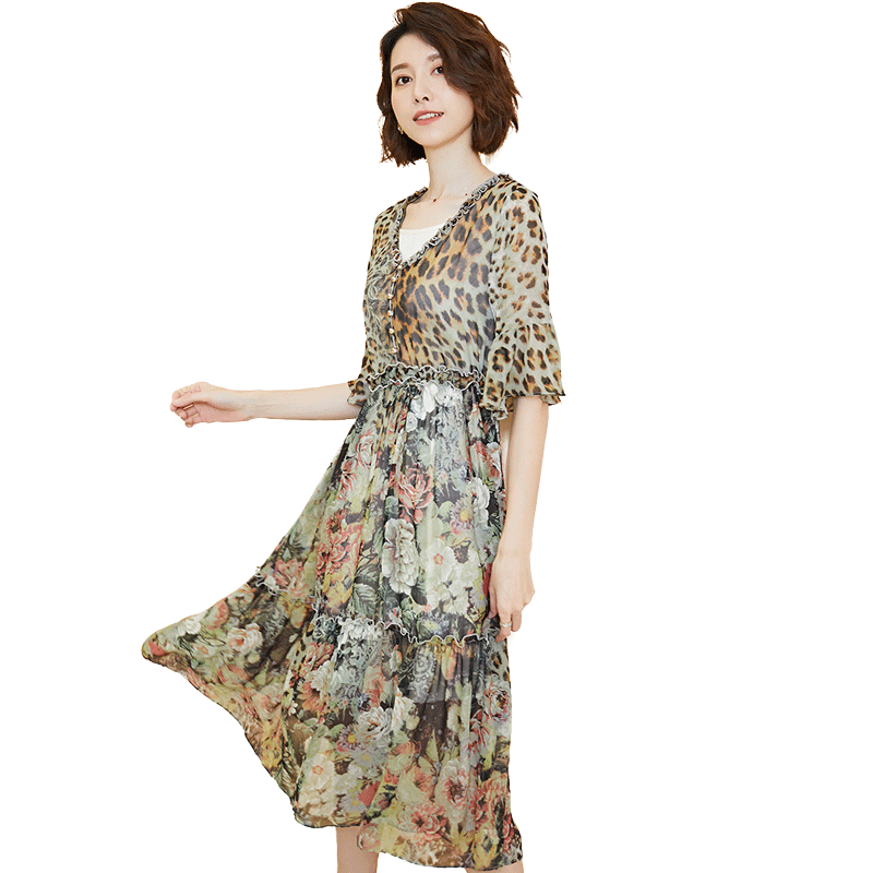 名人瑞裳2019夏季新款印花休闲裙子 名人瑞裳连衣裙