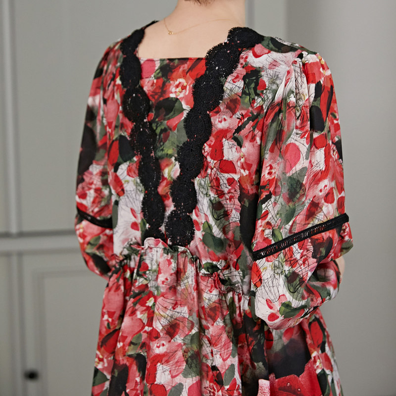 名人瑞裳春装2019款宽松显瘦中长款 名人瑞裳连衣裙