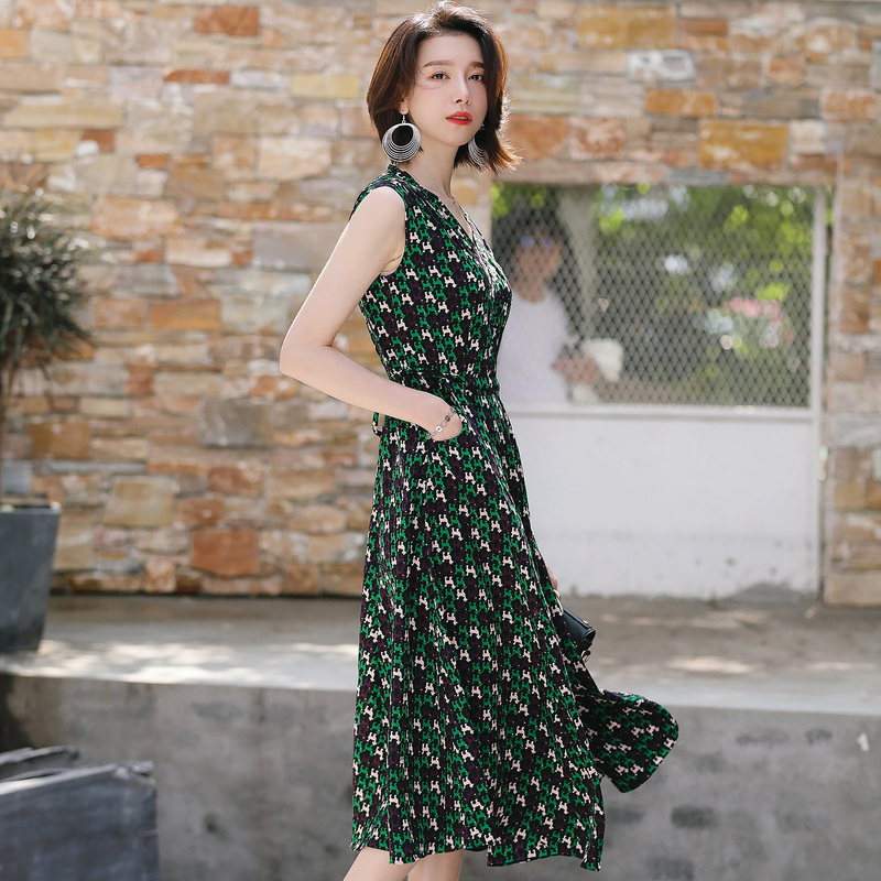 名人瑞裳2018夏季新款印花雪纺长裙 名人瑞裳连衣裙
