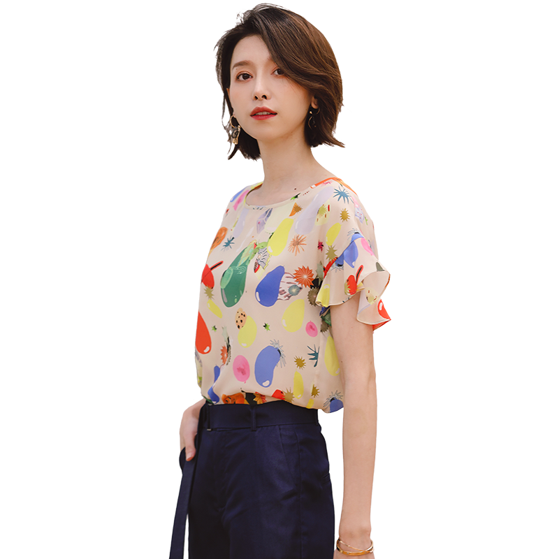 名人瑞裳女短袖桑蚕丝2018新款t恤 名人瑞裳T恤
