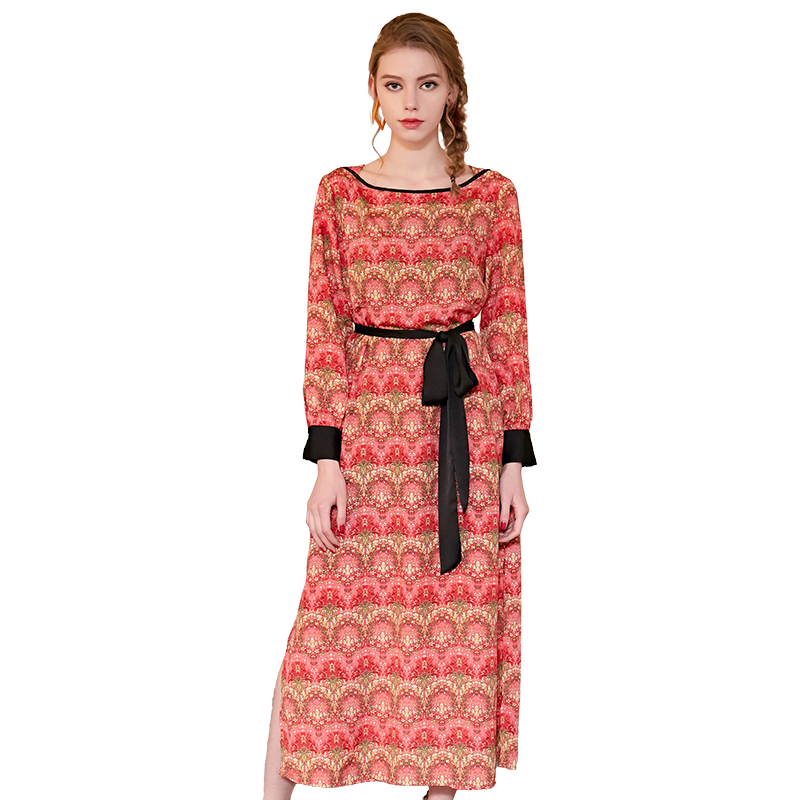 2018春季新款名人瑞裳ins雪纺长裙 名人瑞裳连衣裙