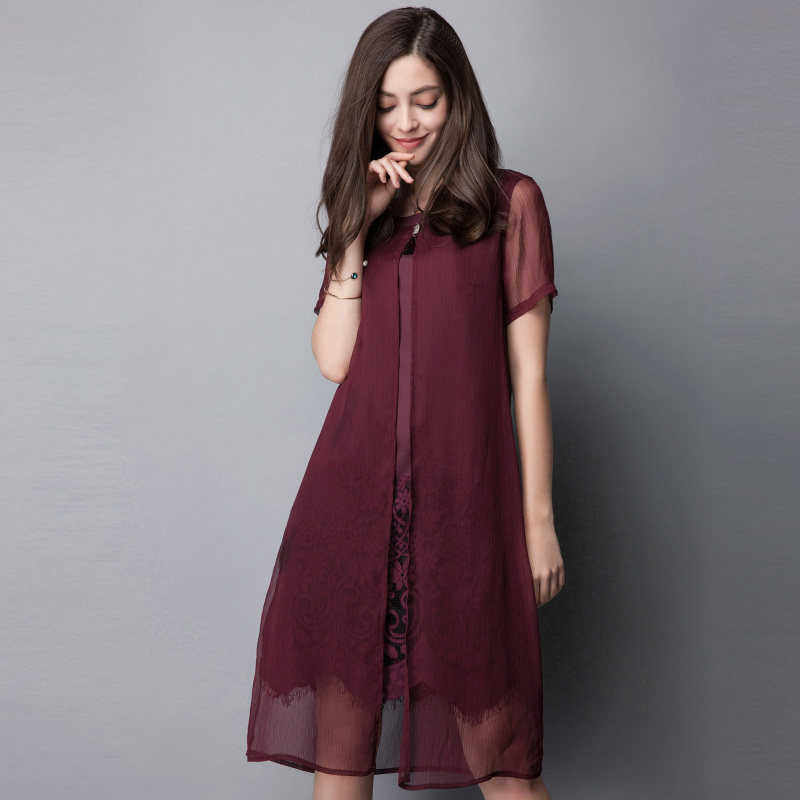 名人瑞裳2017夏装新款ol中长款蕾丝 名人瑞裳连衣裙