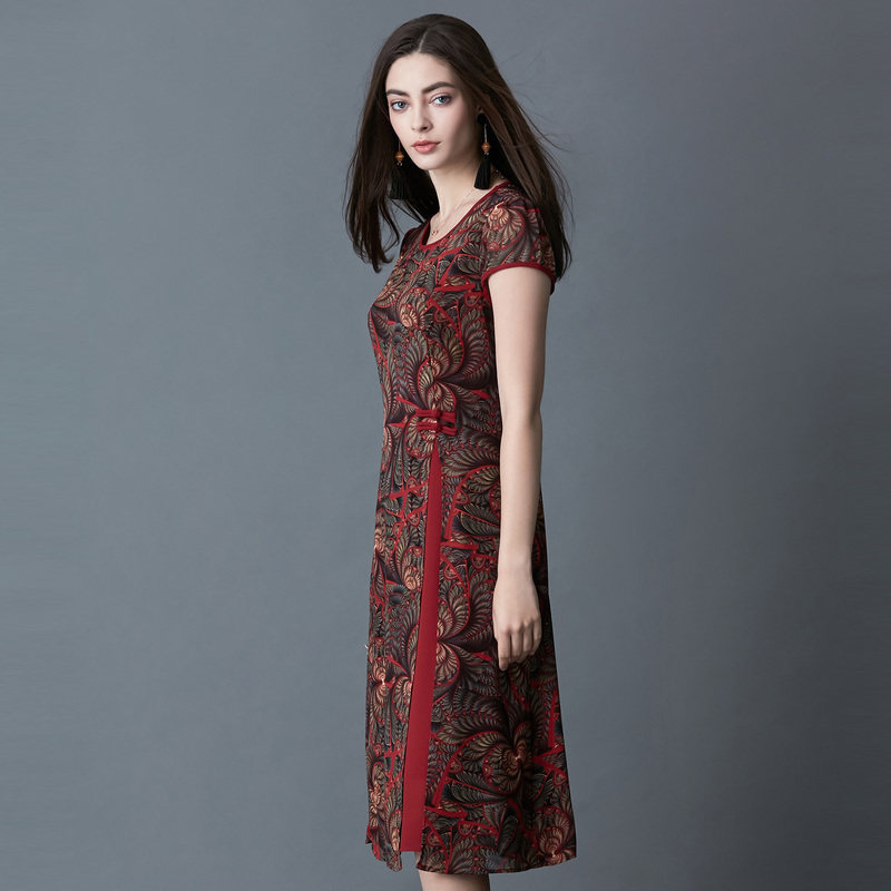 名人瑞裳2017夏装新款气质复古修身 名人瑞裳连衣裙