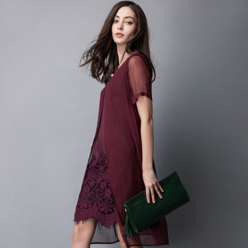 名人瑞裳2017夏装新款ol中长款蕾丝 名人瑞裳连衣裙