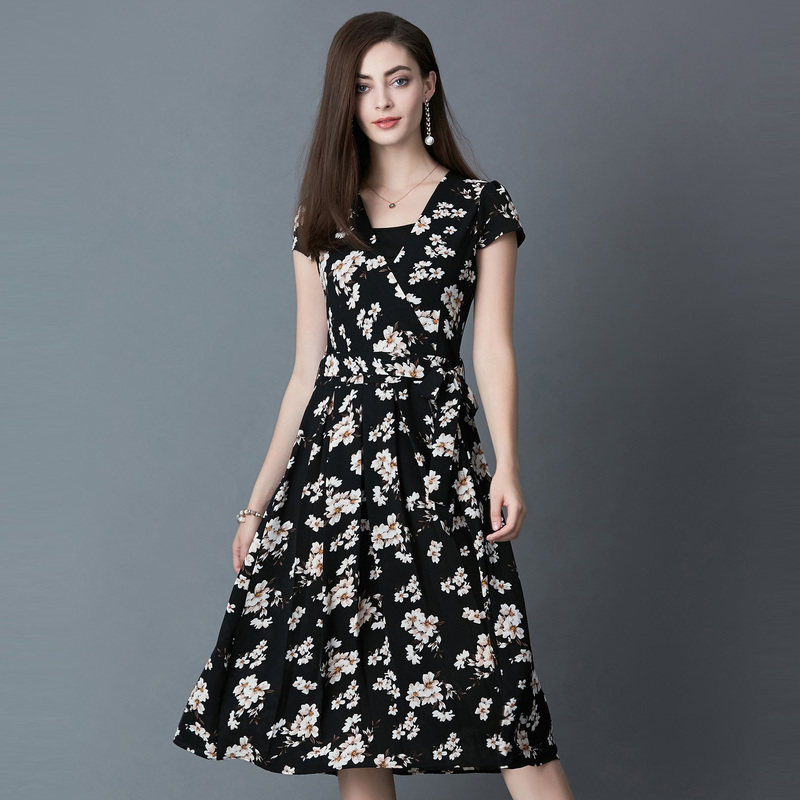 名人瑞裳2017 v领短袖 名人瑞裳连衣裙