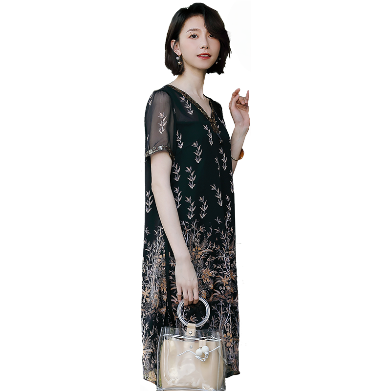 名人瑞裳2018夏新款雪纺碎花印花裙 名人瑞裳连衣裙