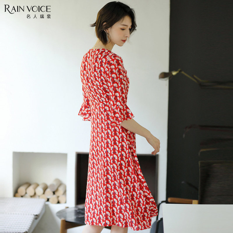 名人瑞裳小个子雪纺印花收腰裙子 名人瑞裳连衣裙