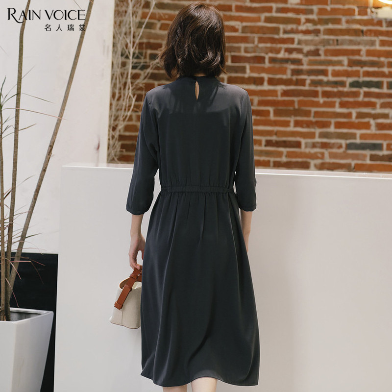 名人瑞裳2018秋新款女中长款连衣裙 名人瑞裳连衣裙