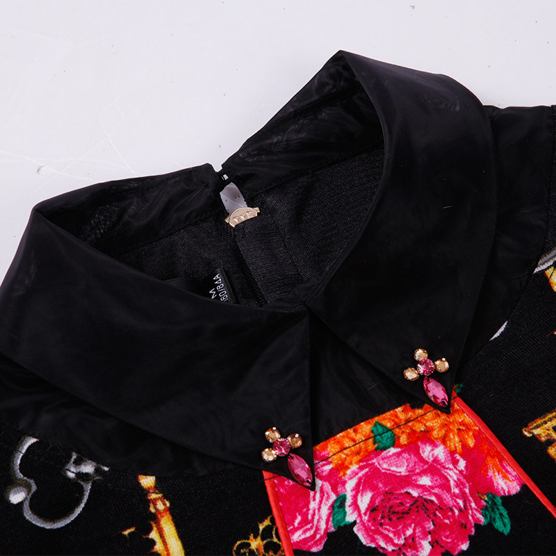 名人瑞裳春季新品中腰长袖领连衣裙 名人瑞裳连衣裙