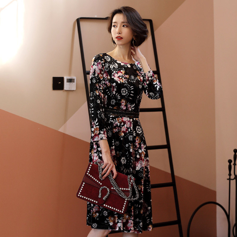 名人瑞裳冬装新款长款修身连衣裙 名人瑞裳连衣裙