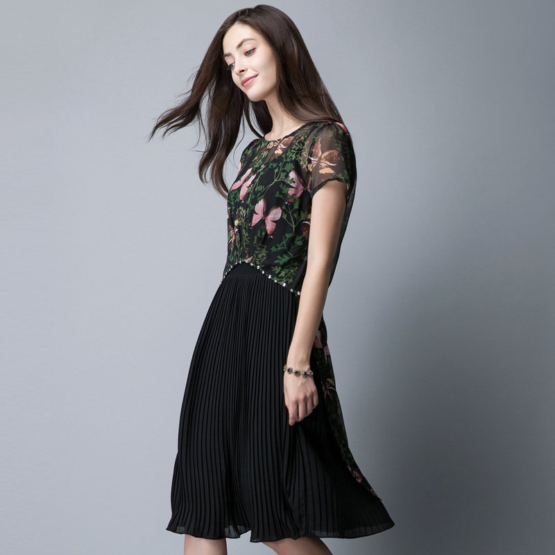 名人瑞裳2017夏装新款中长款连衣裙 名人瑞裳连衣裙