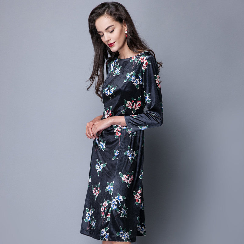 名人瑞裳秋装新款修身印花秋连衣裙 名人瑞裳连衣裙