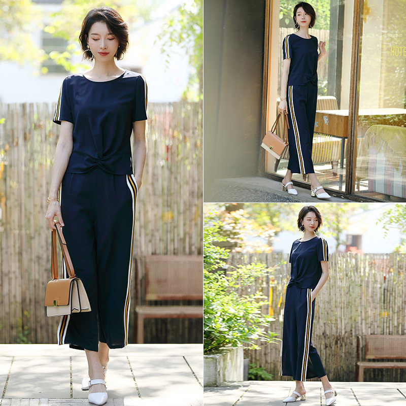 名人瑞裳妈妈夏季套装阔太太阔腿裤 名人瑞裳时尚套装