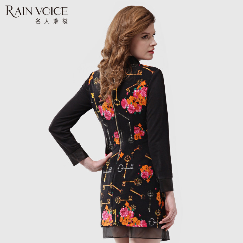 名人瑞裳春季新品中腰长袖领连衣裙 名人瑞裳连衣裙