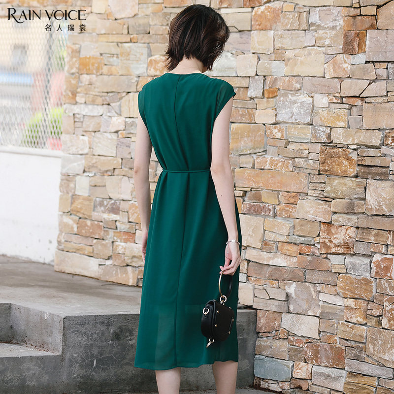 名人瑞裳雪纺女夏2018新款纯色长裙 名人瑞裳连衣裙