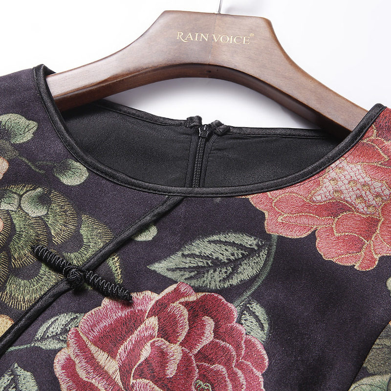 春装新款复古民族风名人瑞裳连衣裙 名人瑞裳连衣裙