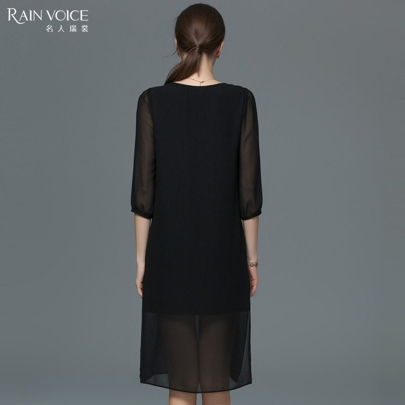 名人瑞裳春装新款中长款女连衣裙 名人瑞裳连衣裙