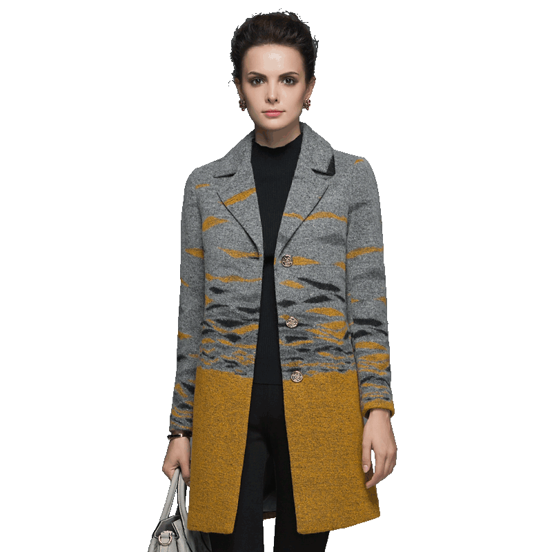 名人瑞裳冬季新品女装中长款修身 名人瑞裳毛呢外套