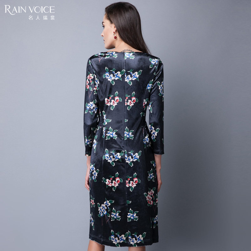 名人瑞裳秋装新款修身印花秋连衣裙 名人瑞裳连衣裙