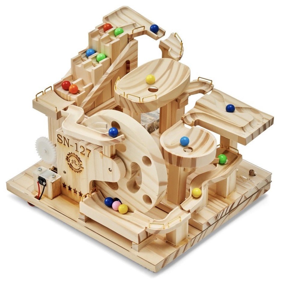 益智拼装模型高难度电动木质机械滚珠积木男女孩DIY手工玩具礼物,淘宝优惠券,粉丝福利购,淘宝优惠卷