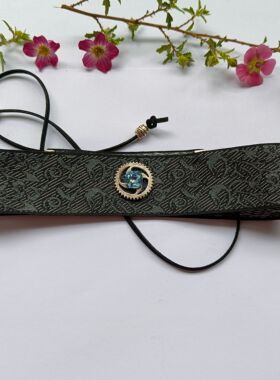汉服抹额头带35cm古装头饰眉心眉头男额头公子男人发带黑色古代