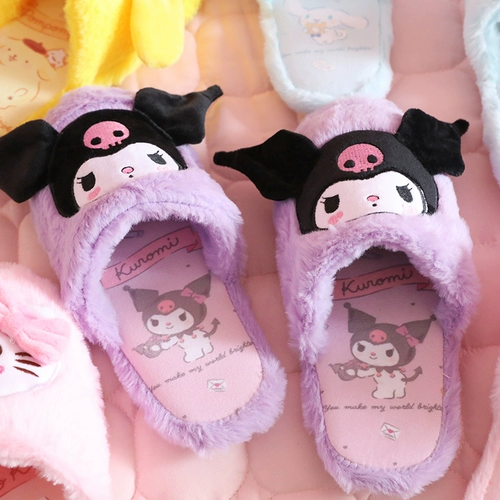 Мультяшные милые демисезонные удерживающие тепло тапочки, плюшевые, мягкая подошва