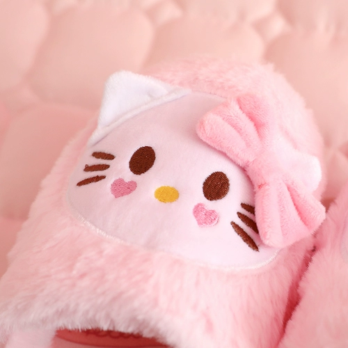 Мультяшные милые демисезонные удерживающие тепло тапочки, плюшевые, мягкая подошва