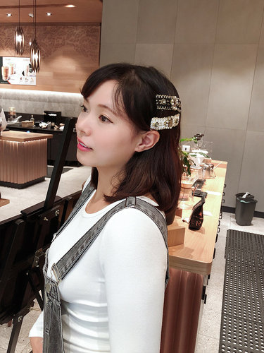 妃曼韩国网红气质复古小香风镶钻珍珠bb夹刘海发夹边夹少女发卡 - 图0