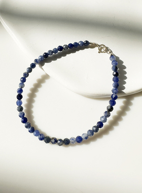 男女蓝色天然石原创设计手串