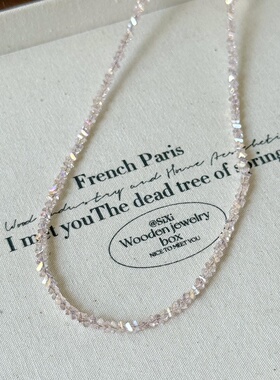 粉紫色系列串珠闪闪贝母片小猫项链锁骨链 温柔气质叠戴小众设计