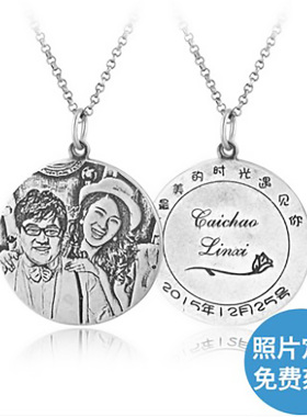定做银项链纯银照片头像锁骨链女