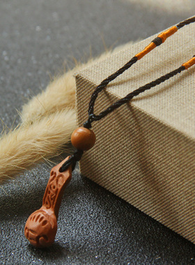 桃木吊坠黑绳项链男女宝宝挂绳