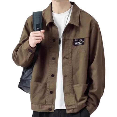 清仓捡漏纯棉牛仔外套男秋季日系复古男士工装翻领夹克休闲上衣服 - 图3