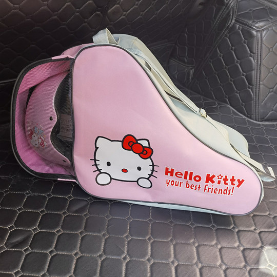 迪士尼凯蒂猫轮滑包背包儿童溜冰鞋单肩包袋子旱冰鞋包收纳装备包