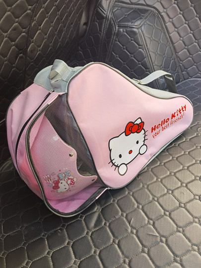 迪士尼凯蒂猫轮滑包背包儿童溜冰鞋单肩包袋子旱冰鞋包收纳装备包
