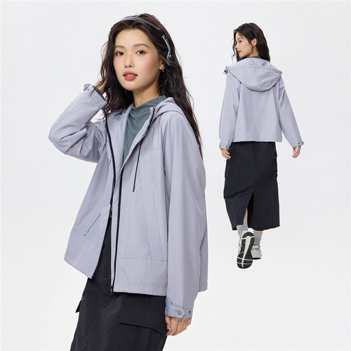 佐丹奴夹克女2026年春新款户外防水口袋宽松连帽风衣外套13375131 - 图3
