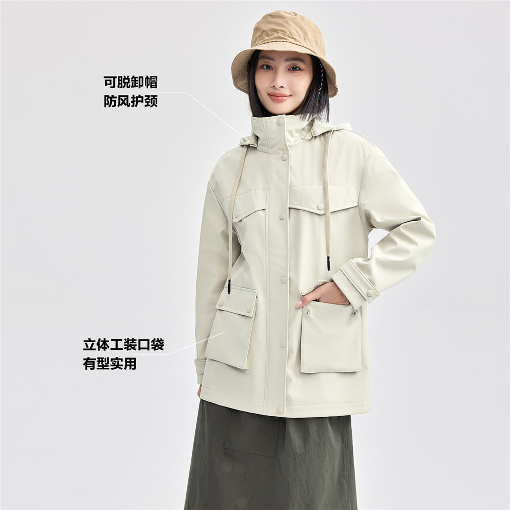 佐丹奴软壳外套女户外防风短外套工装可卸帽中长款夹克女05374701,淘宝优惠券,粉丝福利购,淘宝优惠卷