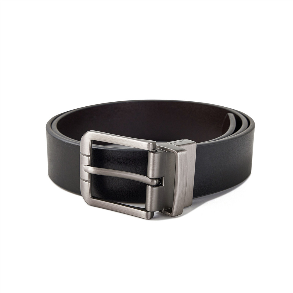 佐丹奴皮带男装商务休闲拉丝钢扣双面皮带黑色男士腰带 01131023