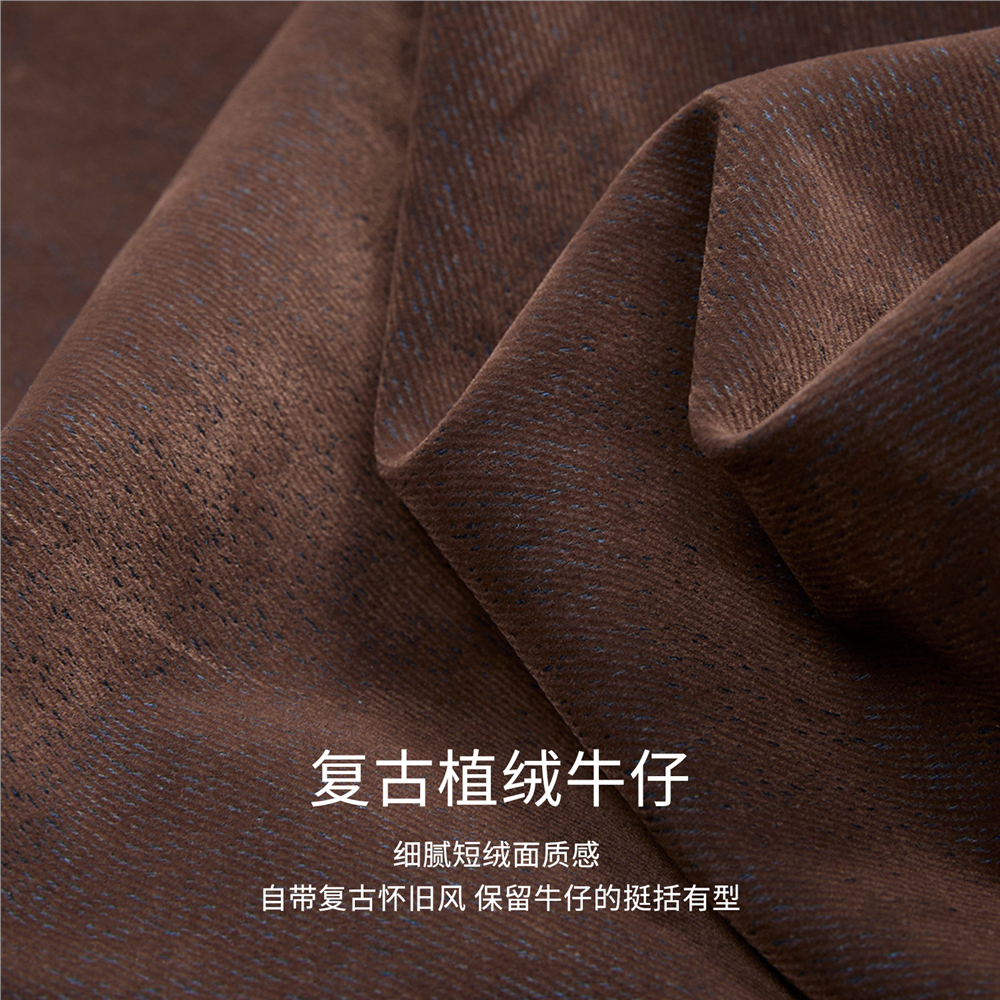 设计师款佐丹奴外套女装复古植绒牛仔双口袋宽松圆领夹克18375512 - 图0