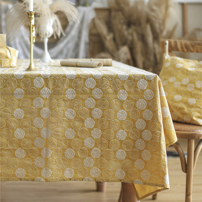 日式铃鼓轻奢高级感简约刺绣桌布 北欧INS田园小清新花卉茶几布,淘宝优惠券,粉丝福利购,淘宝优惠卷