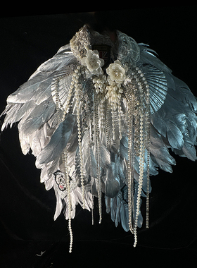 炫银色羽毛披风肩饰 斗篷