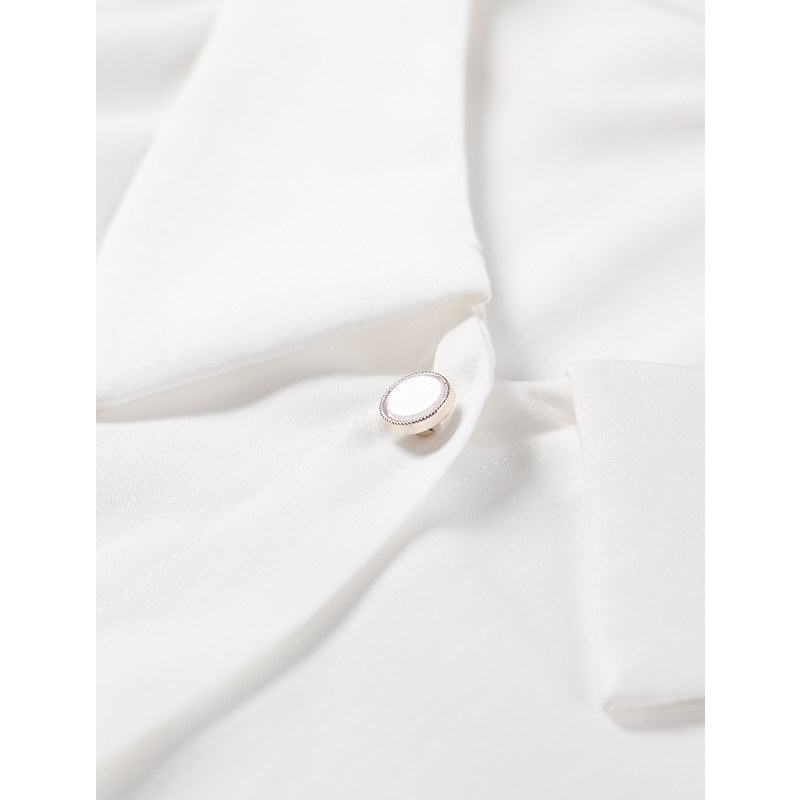 ol职业短袖雪纺设计感小众v领衬衫 osa品牌服饰衬衫