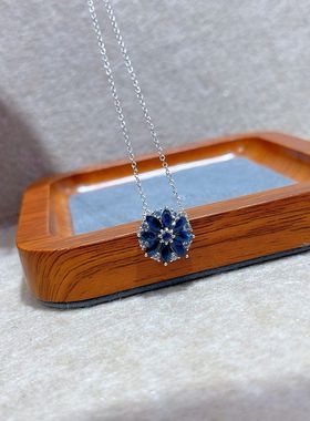2025链女颈链新款冬季新款S925银镀镶嵌蓝宝项链LN802425mm
