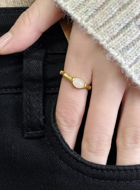 竹节和田玉戒指女国潮古风小众设计高级感红玛瑙时尚个性百搭指环