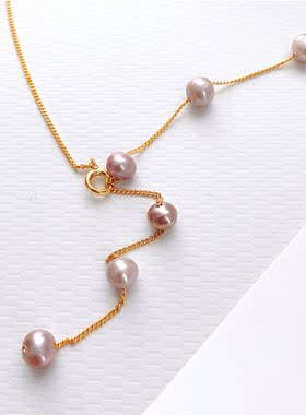 粉色ins潮风轻奢小众珍珠项链