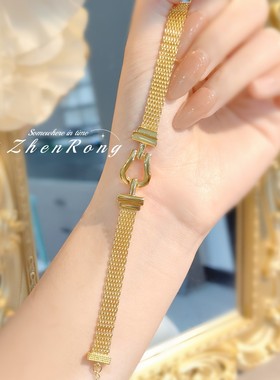 意大利轻奢米兰尼斯表带马蹄扣手链vintage中古简约蕾丝腕带手环