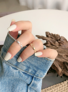 韩版镂空椭圆形光面ins开口戒指