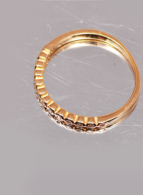 韩版时尚细巧迷你款金色戒指水晶