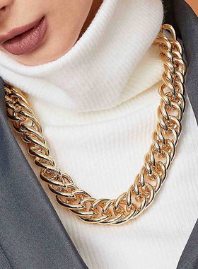 N7893欧美夸张潮流饰品 朋克嘻哈风个性项链时髦粗链条复古锁骨链