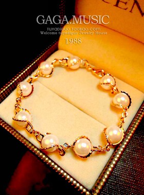 韩版甜美风扭曲麻花珍珠饰品手链